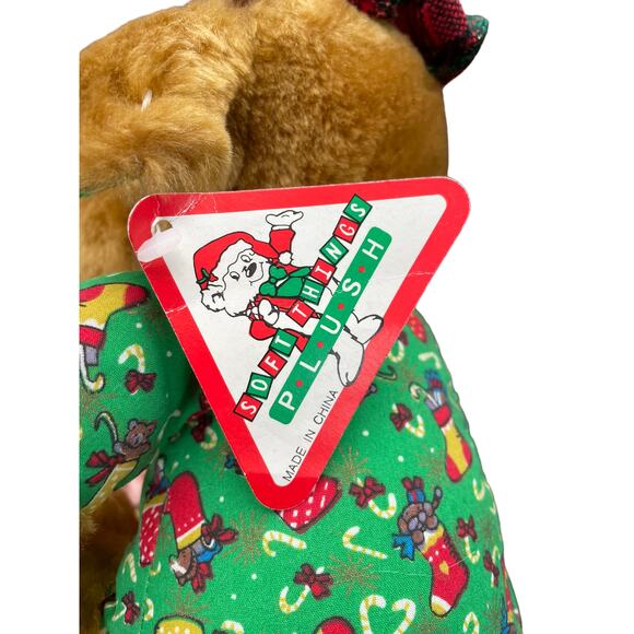 Vintage Christmas Moose Plush Pajamas & Tam Hat Irish Toy 9" Stuffed TAGS - Picture 15 of 16